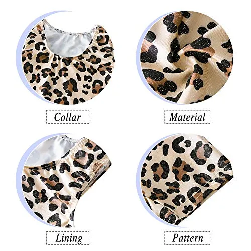 uideazone Toddlers Girls Gymnastics Dance Leotards-One-piece Sparkle Bodysuit Athletic Swimwear Clothes Leopard