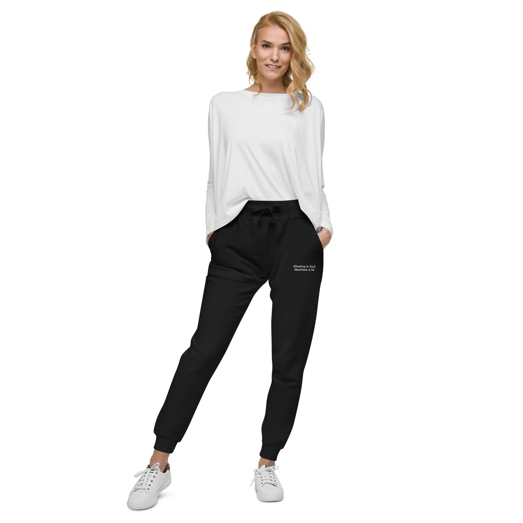 Unisex embroidery fleece sweatpants - Glowing in God -Matthew 5:16