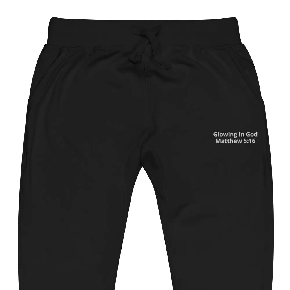 Unisex embroidery fleece sweatpants - Glowing in God -Matthew 5:16