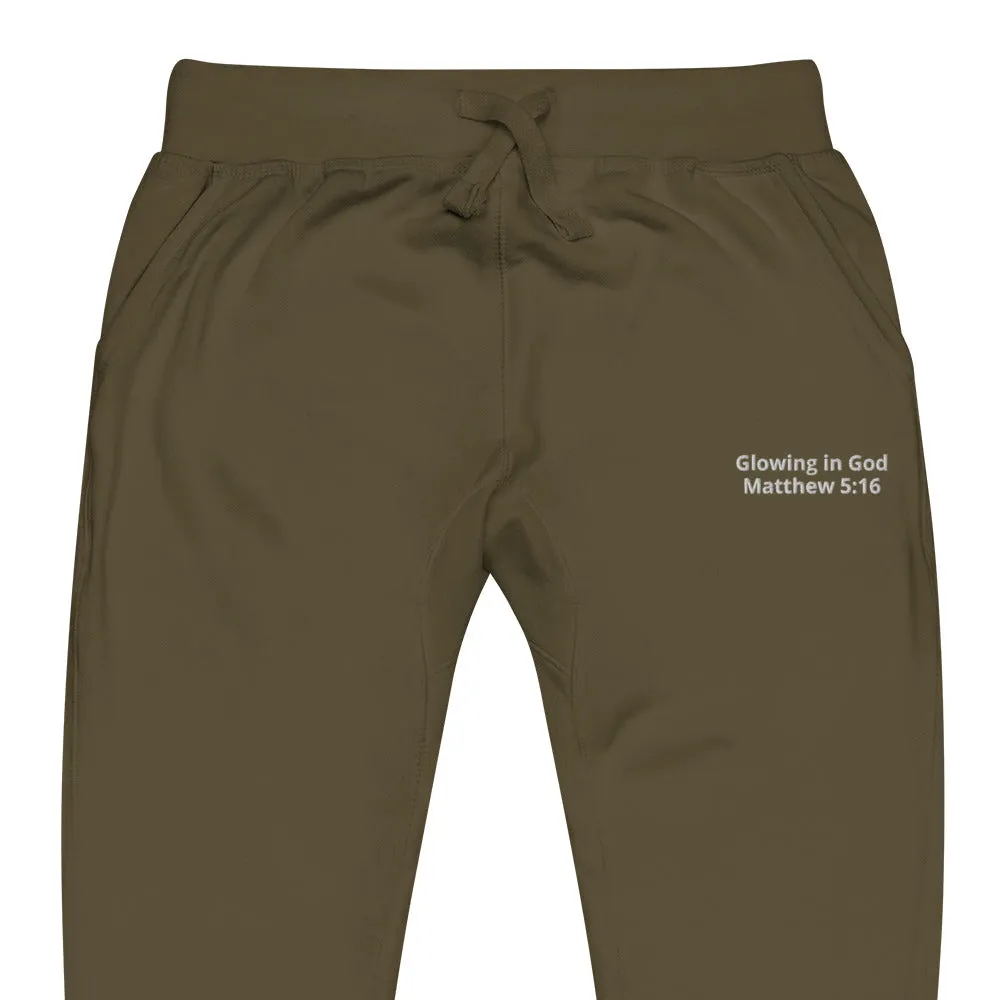 Unisex embroidery fleece sweatpants - Glowing in God -Matthew 5:16