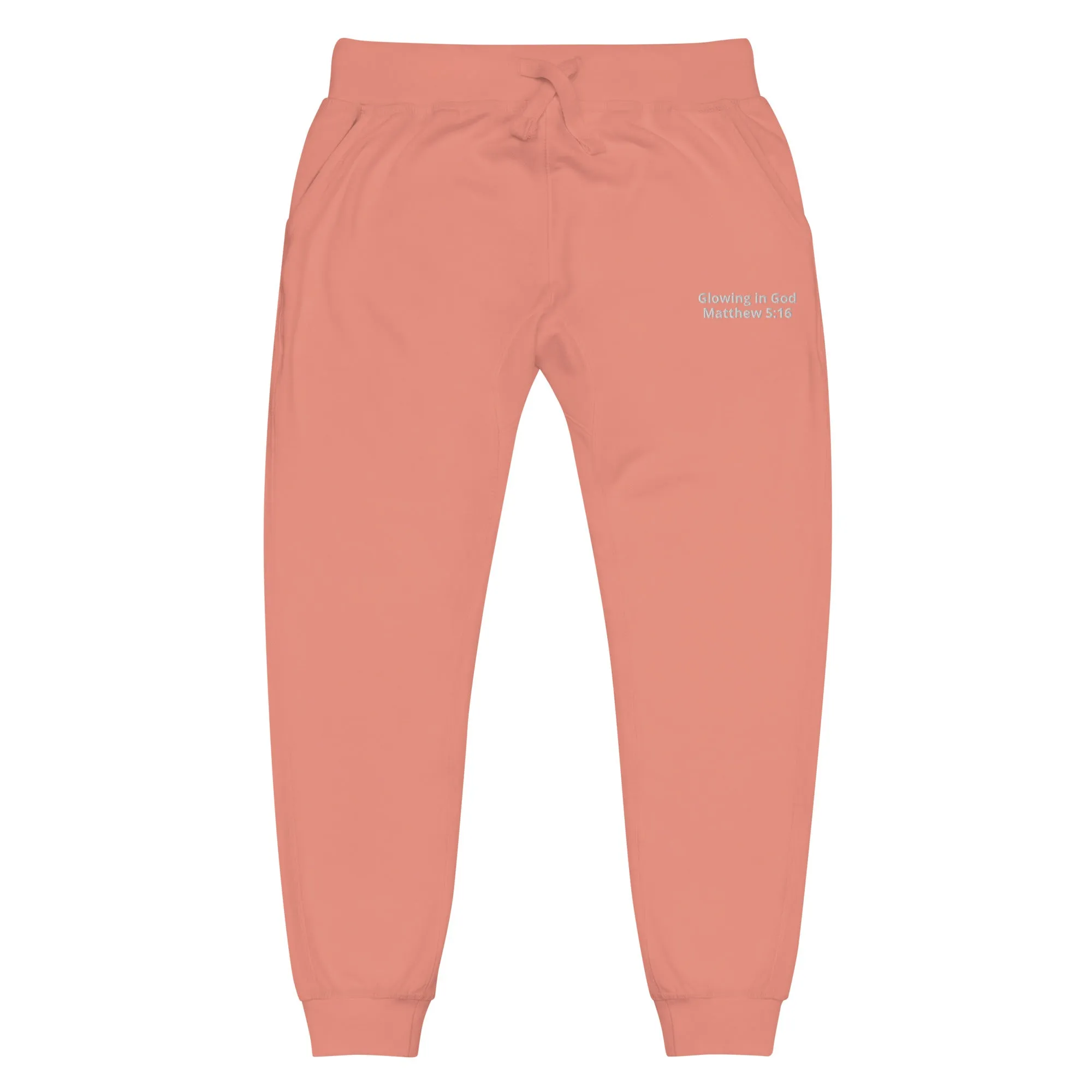 Unisex embroidery fleece sweatpants - Glowing in God -Matthew 5:16