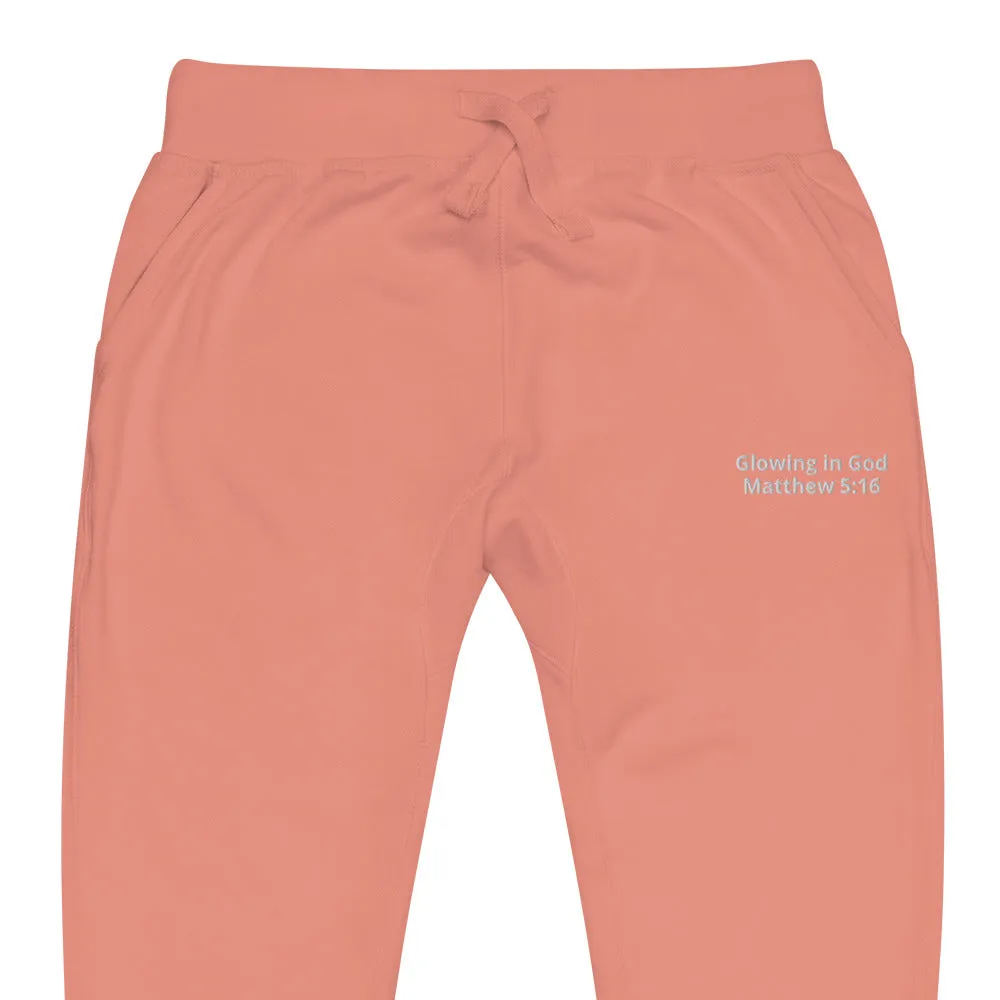 Unisex embroidery fleece sweatpants - Glowing in God -Matthew 5:16