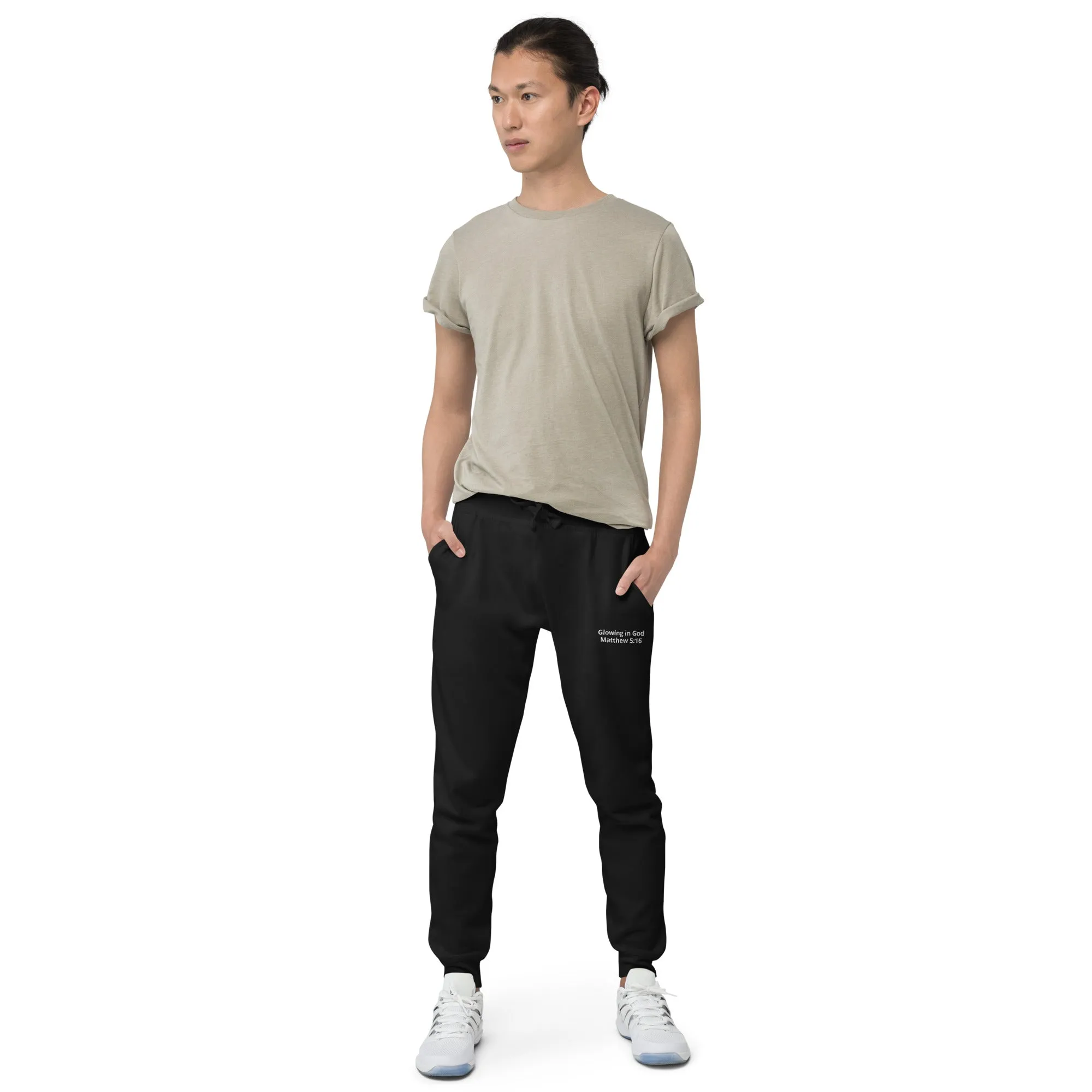 Unisex embroidery fleece sweatpants - Glowing in God -Matthew 5:16