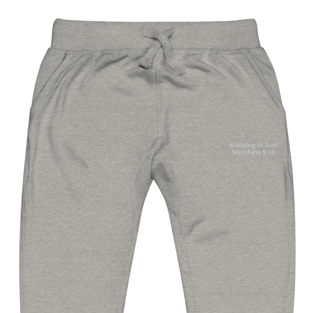 Unisex embroidery fleece sweatpants - Glowing in God -Matthew 5:16