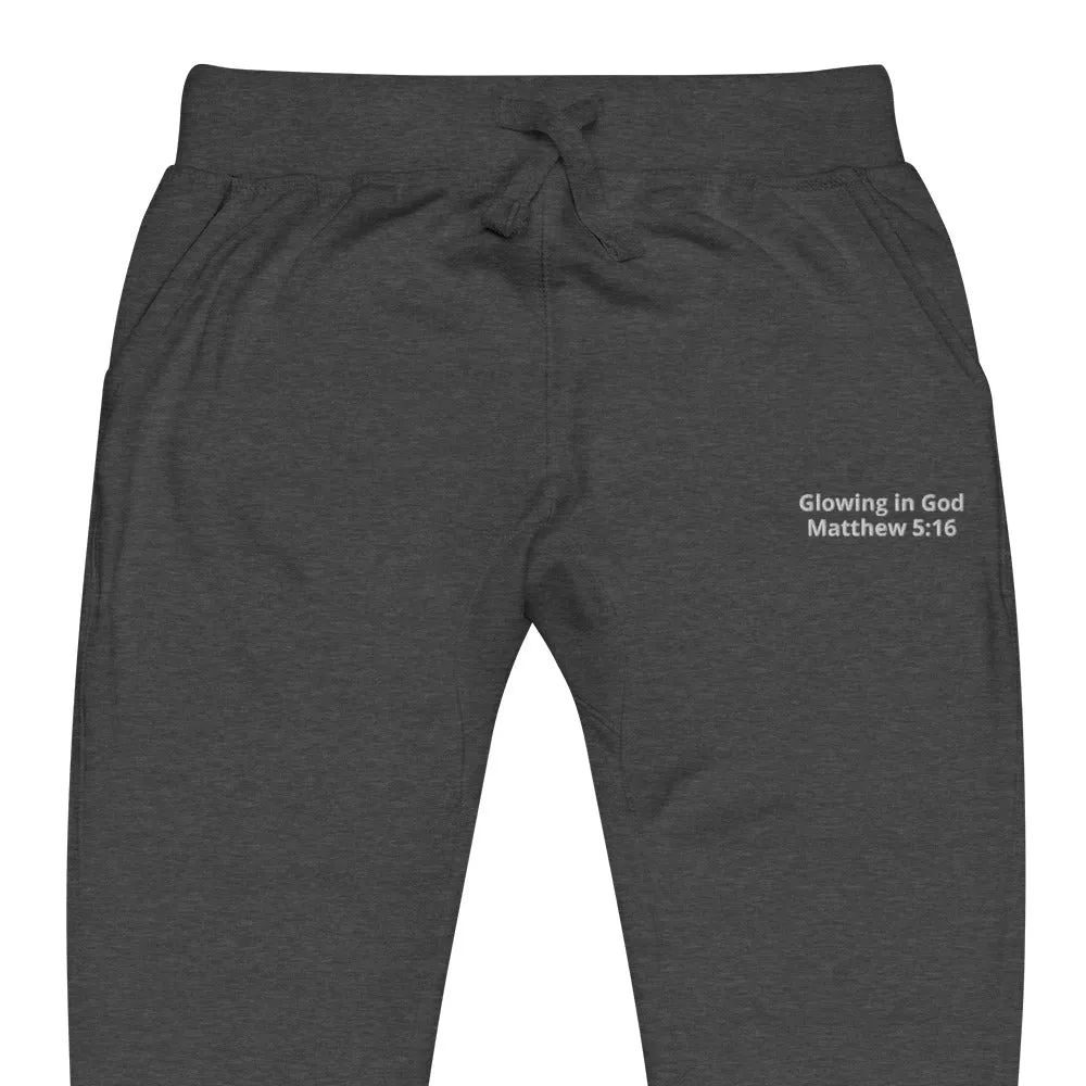 Unisex embroidery fleece sweatpants - Glowing in God -Matthew 5:16
