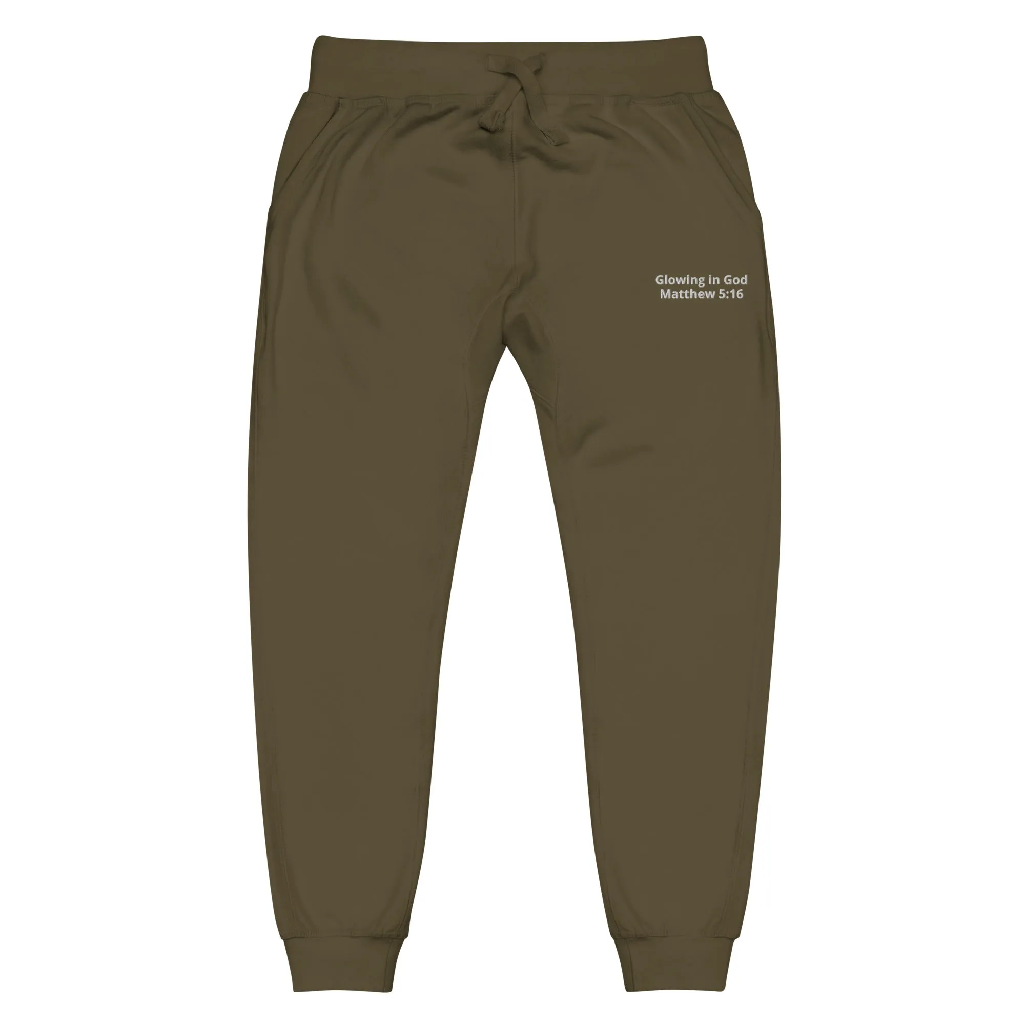 Unisex embroidery fleece sweatpants - Glowing in God -Matthew 5:16