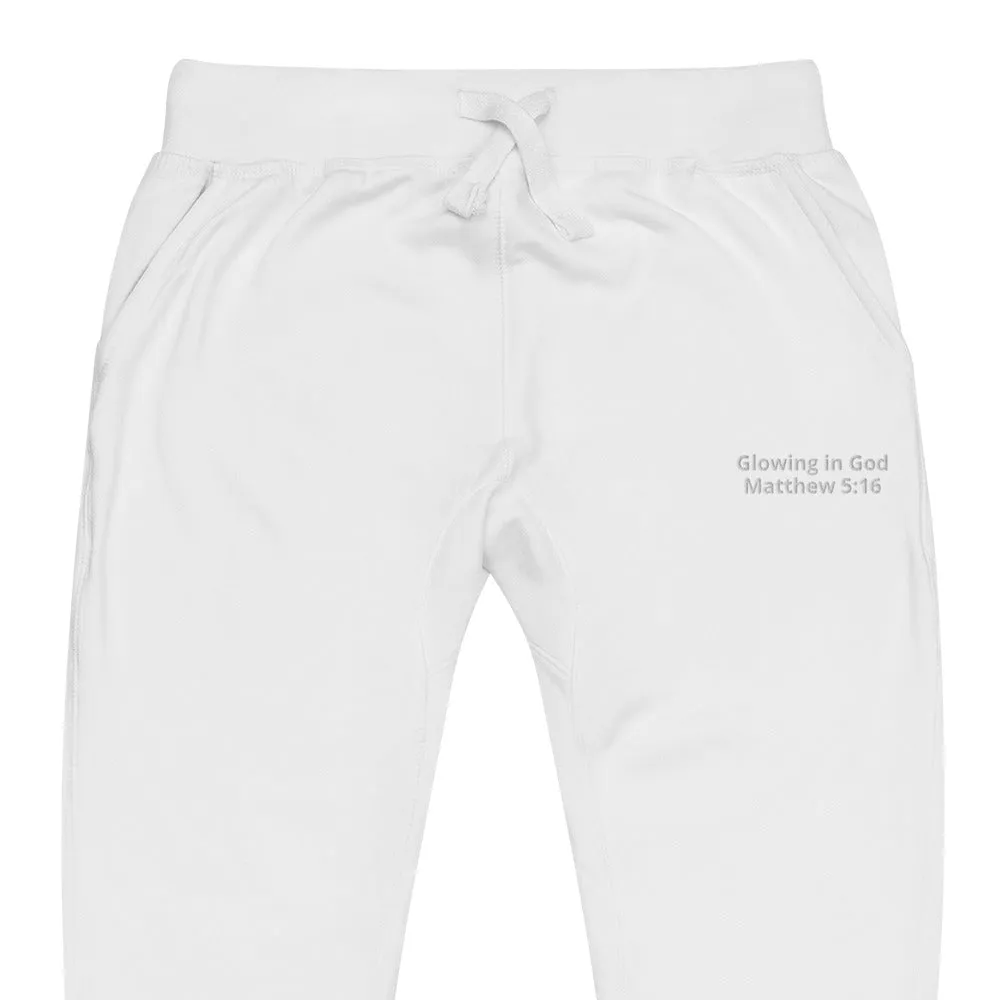 Unisex embroidery fleece sweatpants - Glowing in God -Matthew 5:16