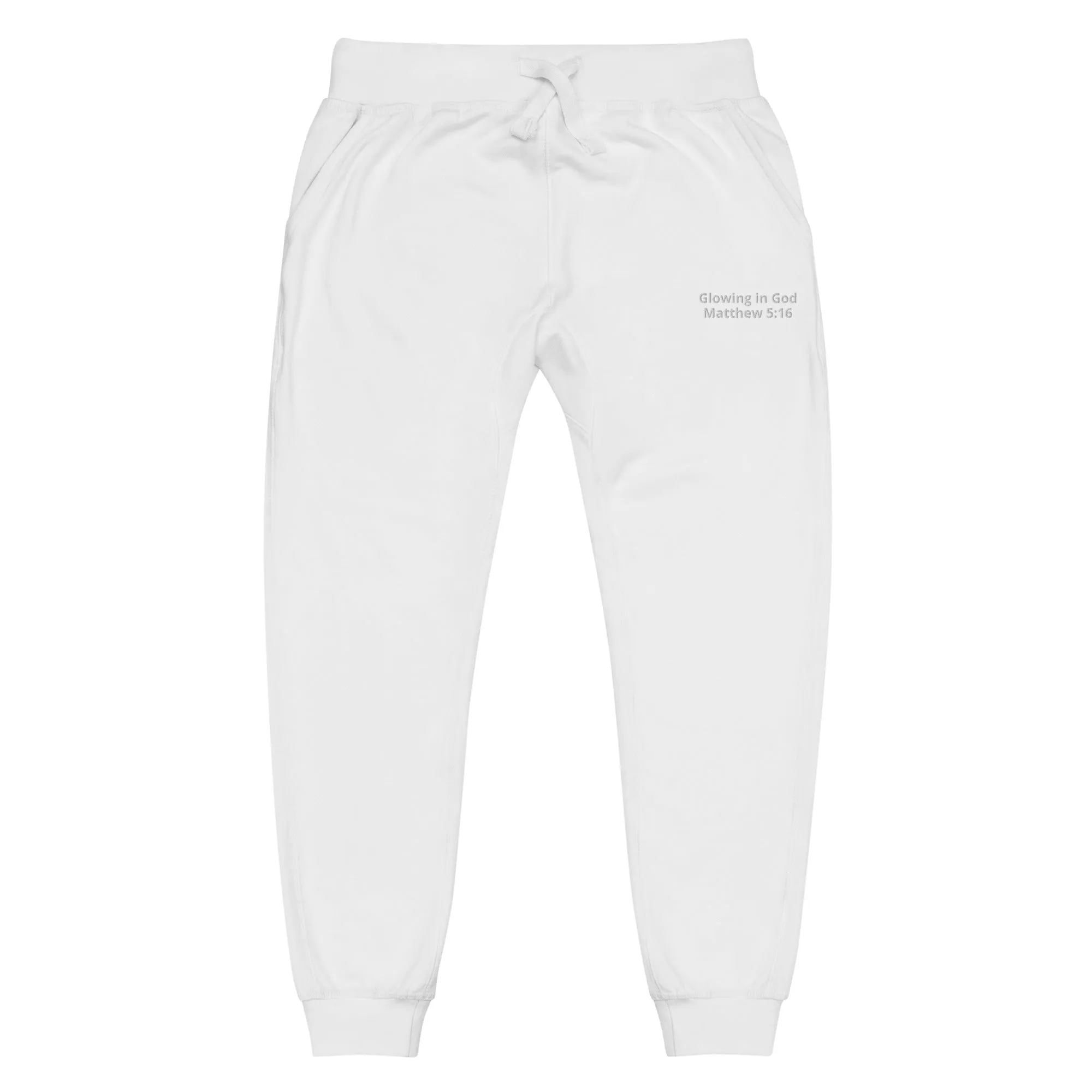 Unisex embroidery fleece sweatpants - Glowing in God -Matthew 5:16