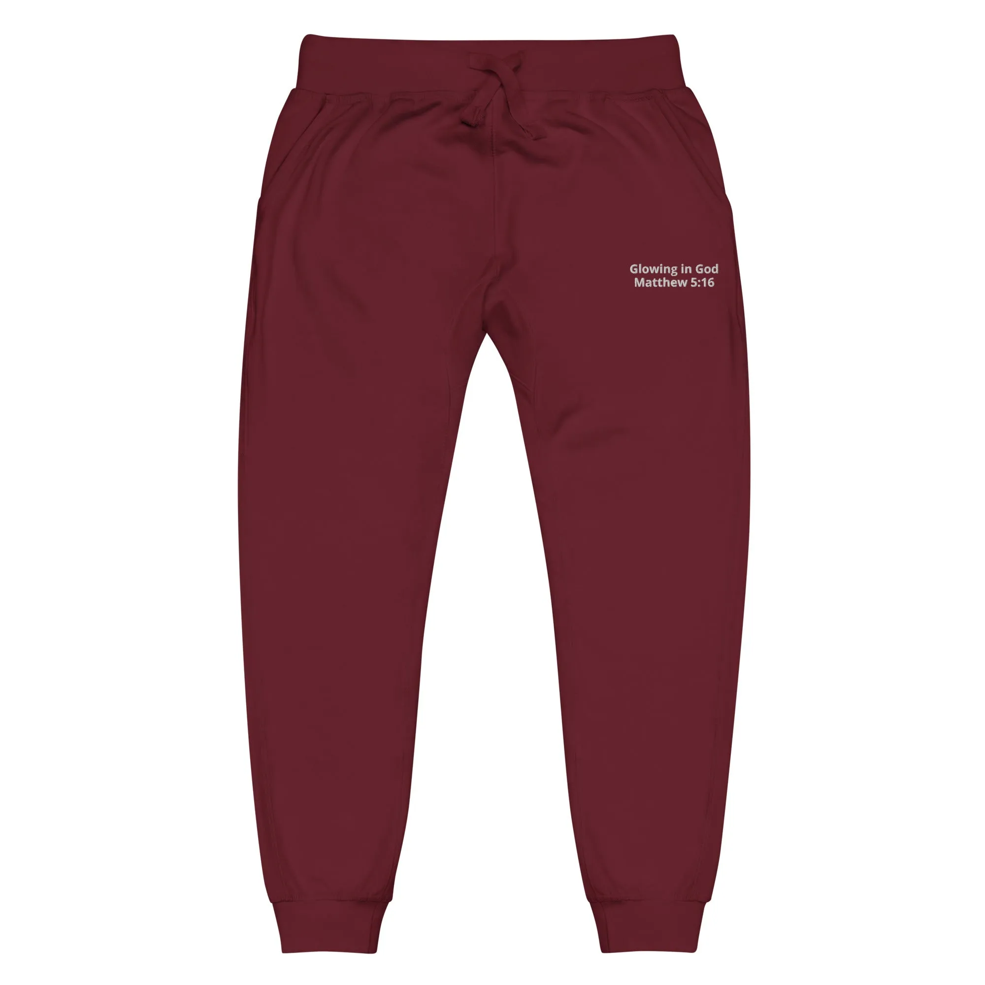 Unisex embroidery fleece sweatpants - Glowing in God -Matthew 5:16