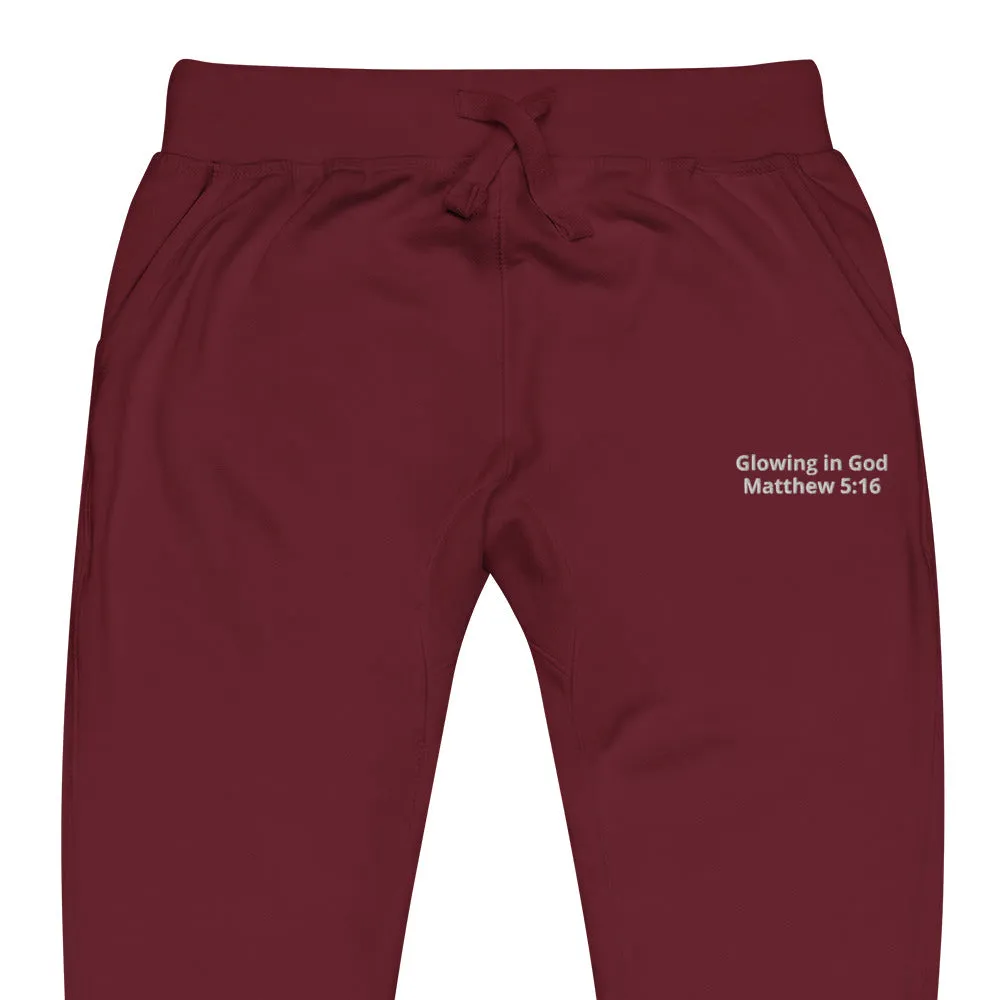 Unisex embroidery fleece sweatpants - Glowing in God -Matthew 5:16