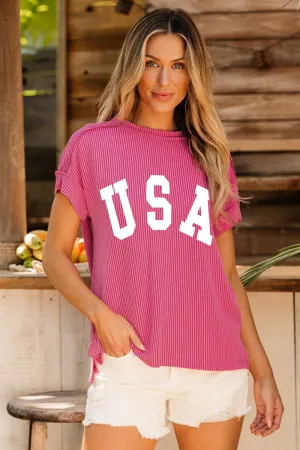 USA Round Neck Short Sleeve Top