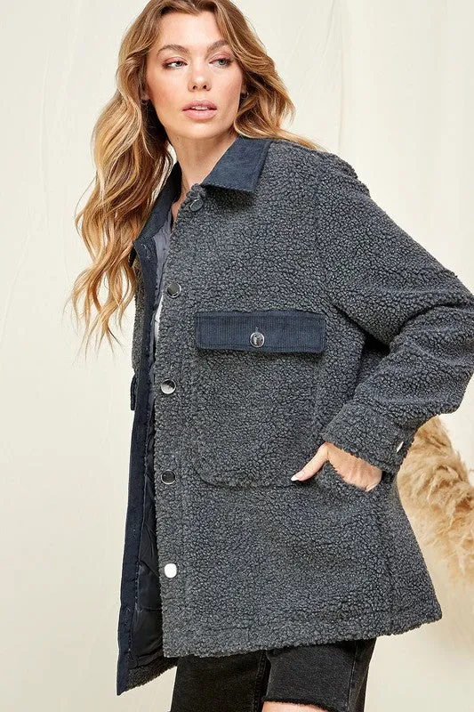 Vail Sherpa Jacket in Grey (RTS)