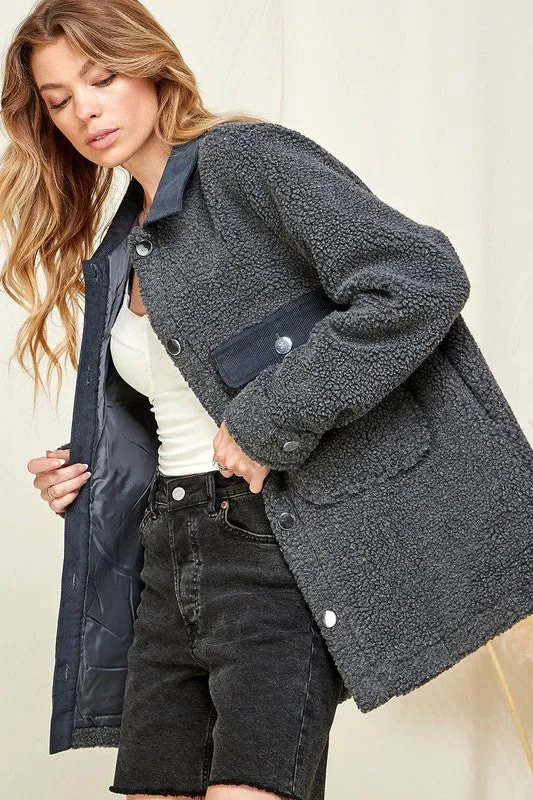 Vail Sherpa Jacket in Grey (RTS)