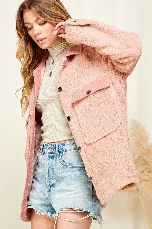 Vail Sherpa Jacket in Pink (RTS)