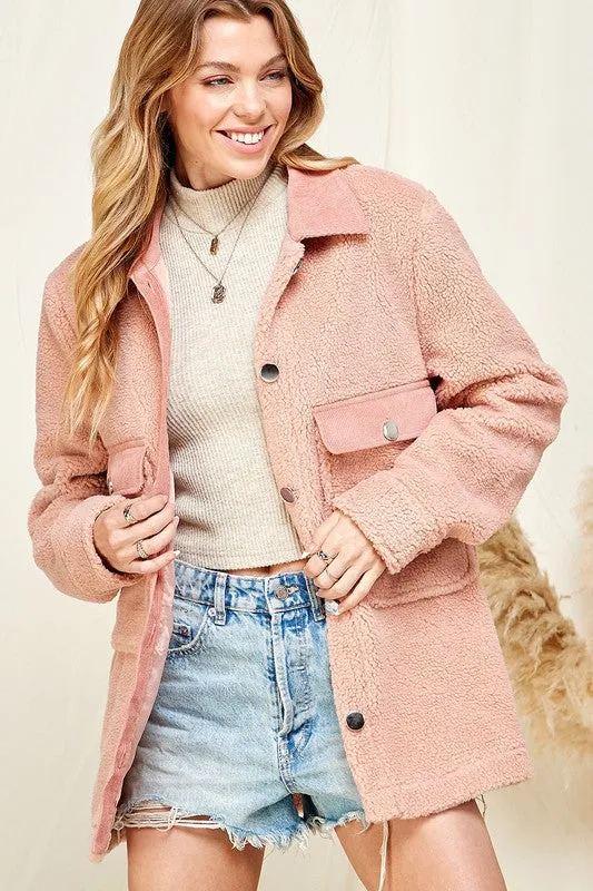 Vail Sherpa Jacket in Pink (RTS)