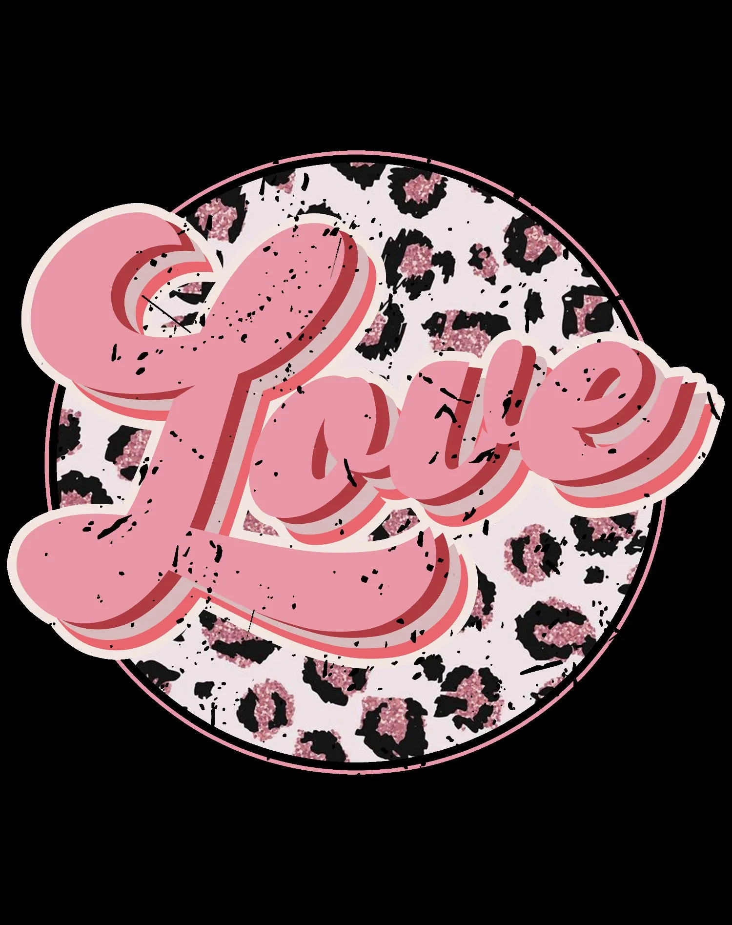 Valentine Retro Leopard Print Chic 70's Record Love Youth T-shirt