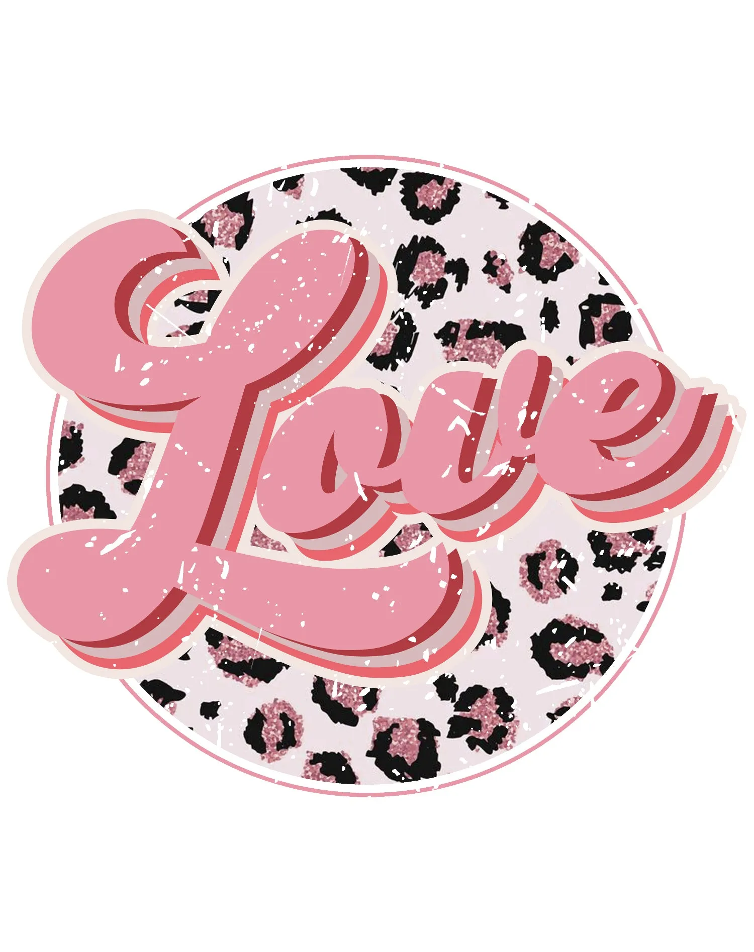 Valentine Retro Leopard Print Chic 70's Record Love Youth T-shirt
