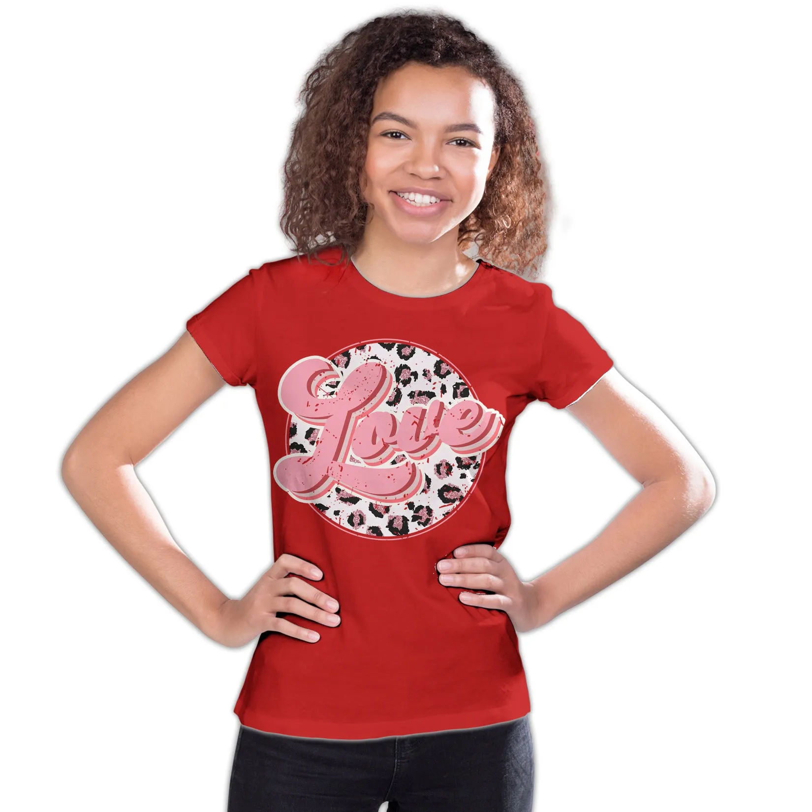 Valentine Retro Leopard Print Chic 70's Record Love Youth T-shirt