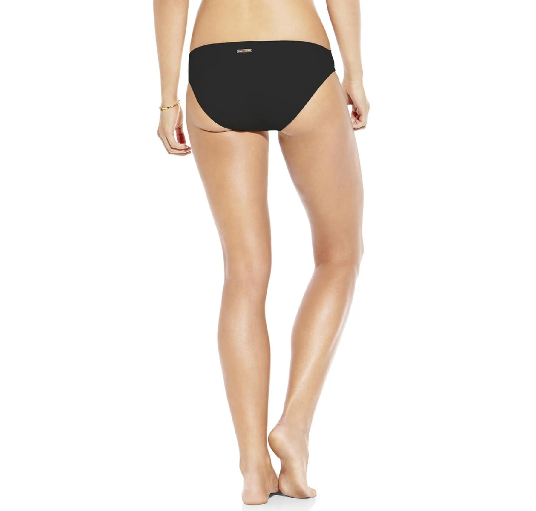 Vince Camuto Swimwear Womens Black Solid Low-Rise Bikini Bottoms Size Large