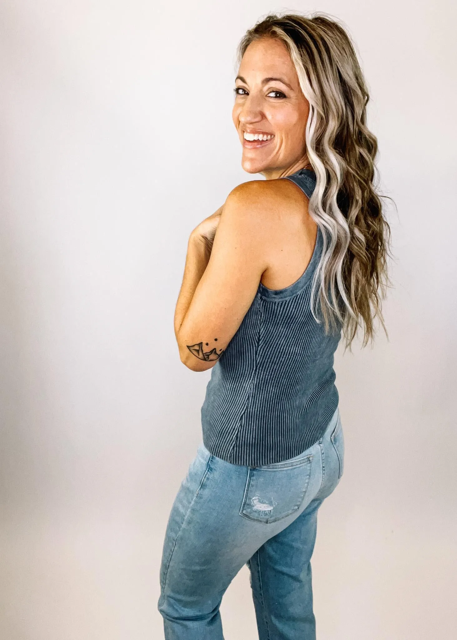 Vintage Wash Ribbed Tank Top