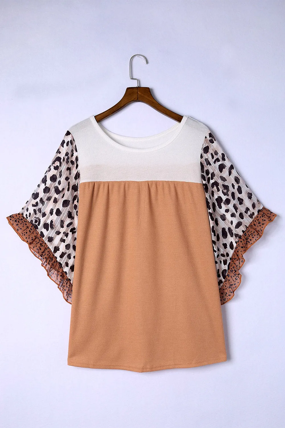 Waffle Knit Ruffle Plus Size Top