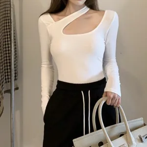 White Cut-Out Fitted Top