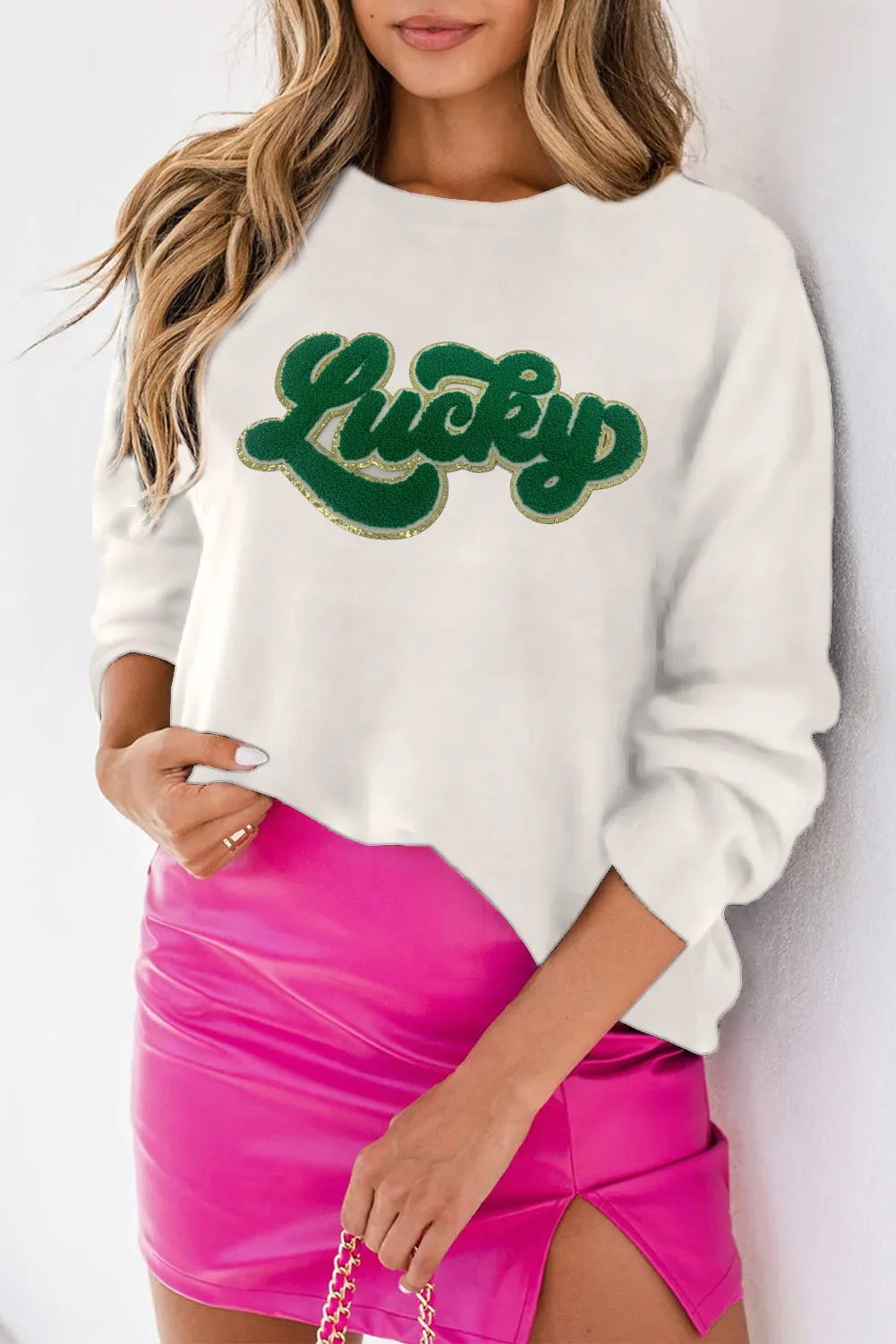 White Holly Jolly Round Neck Casual Sweater
