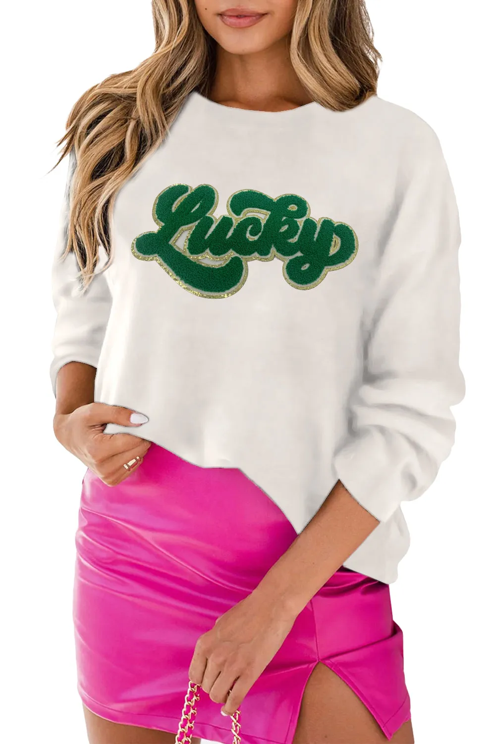 White Holly Jolly Round Neck Casual Sweater