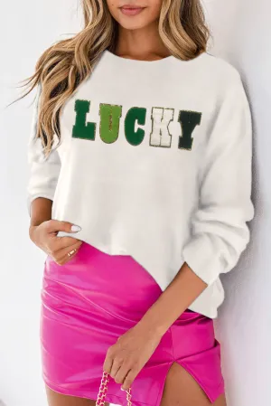 White Holly Jolly Round Neck Casual Sweater