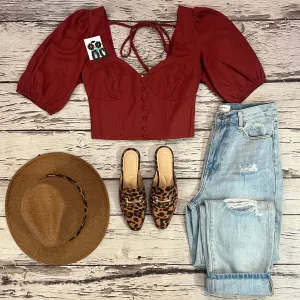 Wine Sweetheart Neckline Top