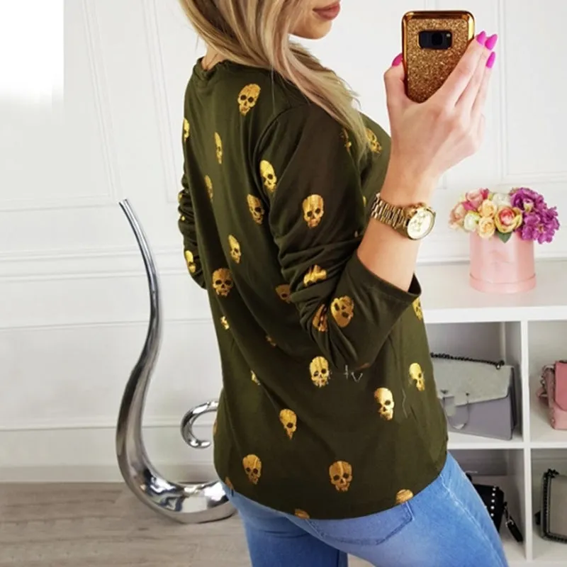 Women Long Sleeve T-Shirt - Skull Streetwear-Casual | Autumn 2018