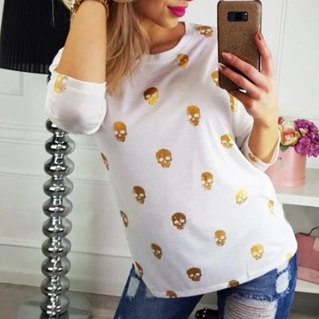Women Long Sleeve T-Shirt - Skull Streetwear-Casual | Autumn 2018