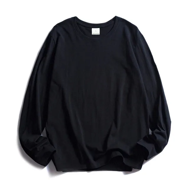 Women O-neck Long Sleeve T shirts Lady White Cotton Tops Female Soft Casual Tees