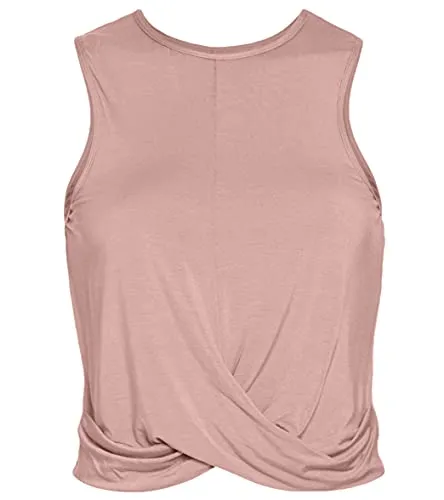 Women Workout Crop Tank Tops Fitness Athletic Activewear Cute Crossover Yoga Sports Shirts - Light Pink
