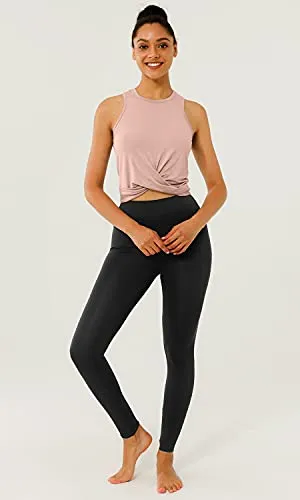 Women Workout Crop Tank Tops Fitness Athletic Activewear Cute Crossover Yoga Sports Shirts - Light Pink