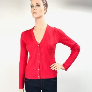 Women's 525 America | Fitted Ribbed Cardigan | Fire Red