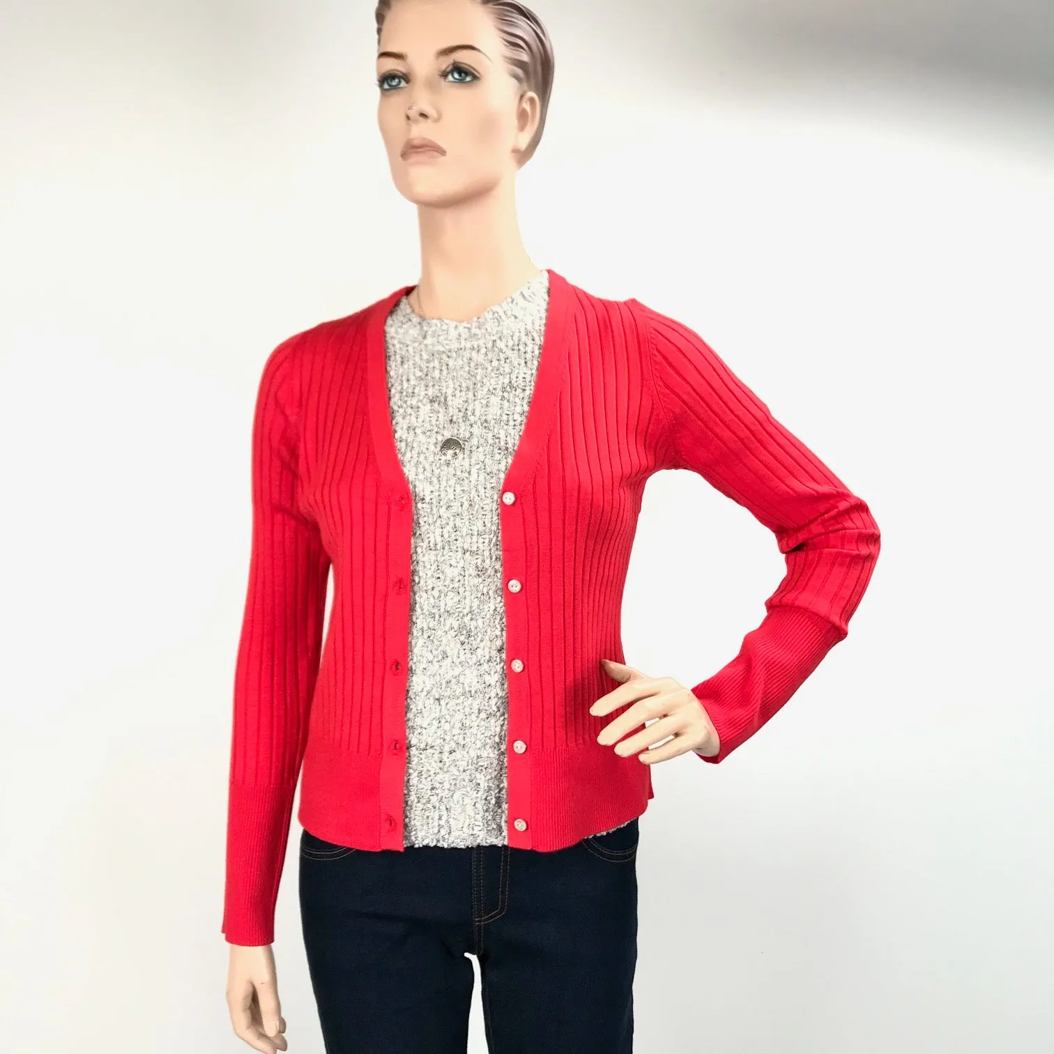 Women's 525 America | Fitted Ribbed Cardigan | Fire Red