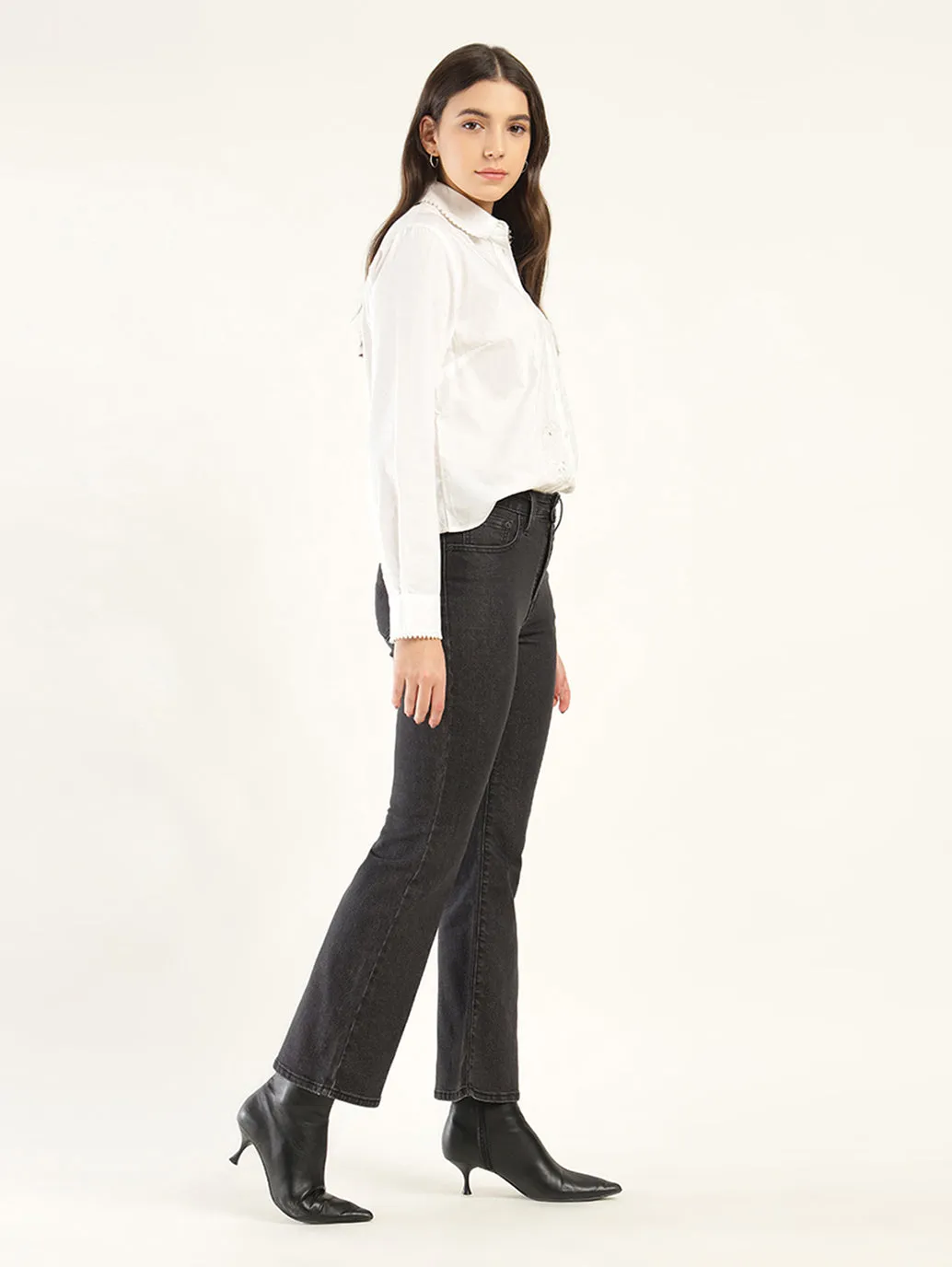 Women's 726 Black Flared Fit High Rise Jeans