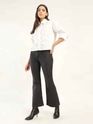 Women's 726 Black Flared Fit High Rise Jeans