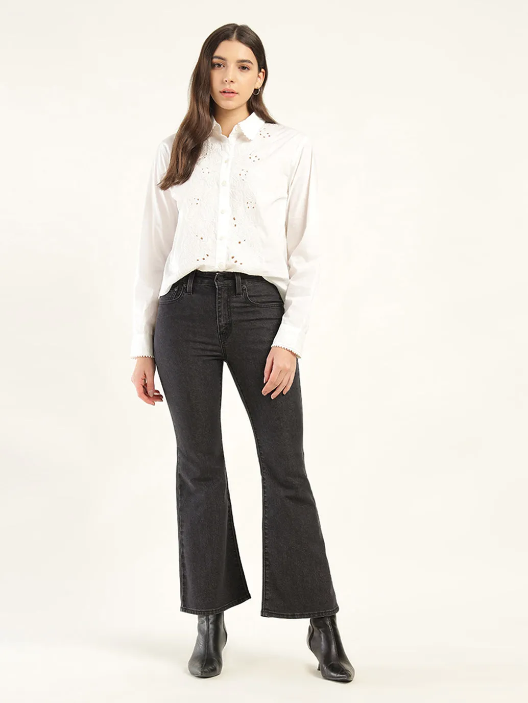 Women's 726 Black Flared Fit High Rise Jeans