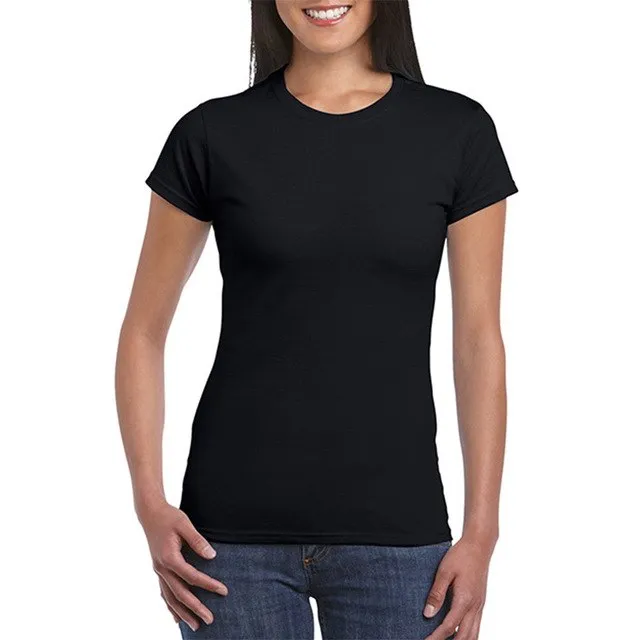Womens Black White basic t-shirt Short Sleeve Fitting T Shirts Cotton Casual Tops Soft Breathable Classic Crew Collar Tees