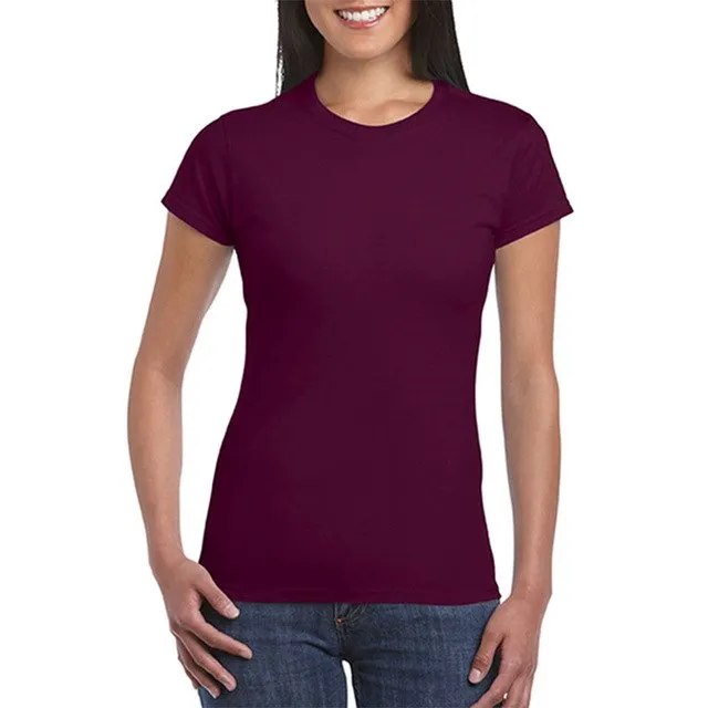 Womens Black White basic t-shirt Short Sleeve Fitting T Shirts Cotton Casual Tops Soft Breathable Classic Crew Collar Tees