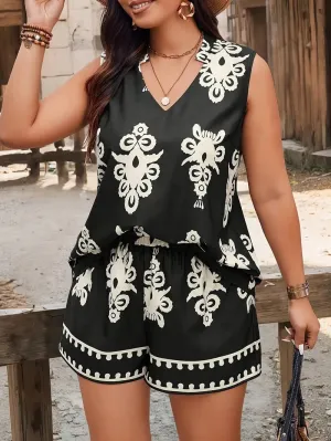 Women's Casual And Comfortable Sleeveless Two-piece Set