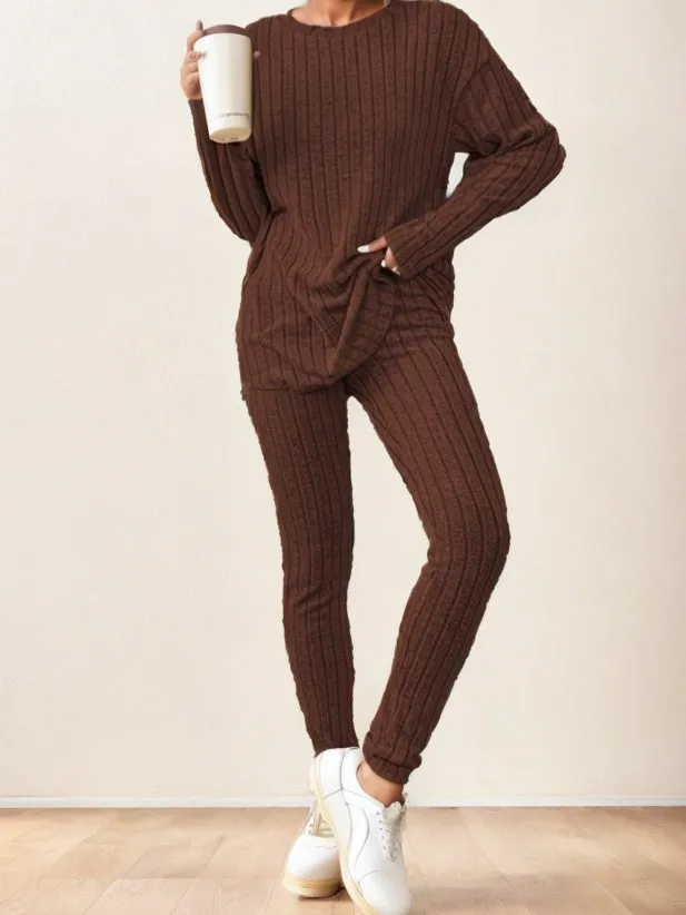 Women's Casual Solid Two-piece Pants Set