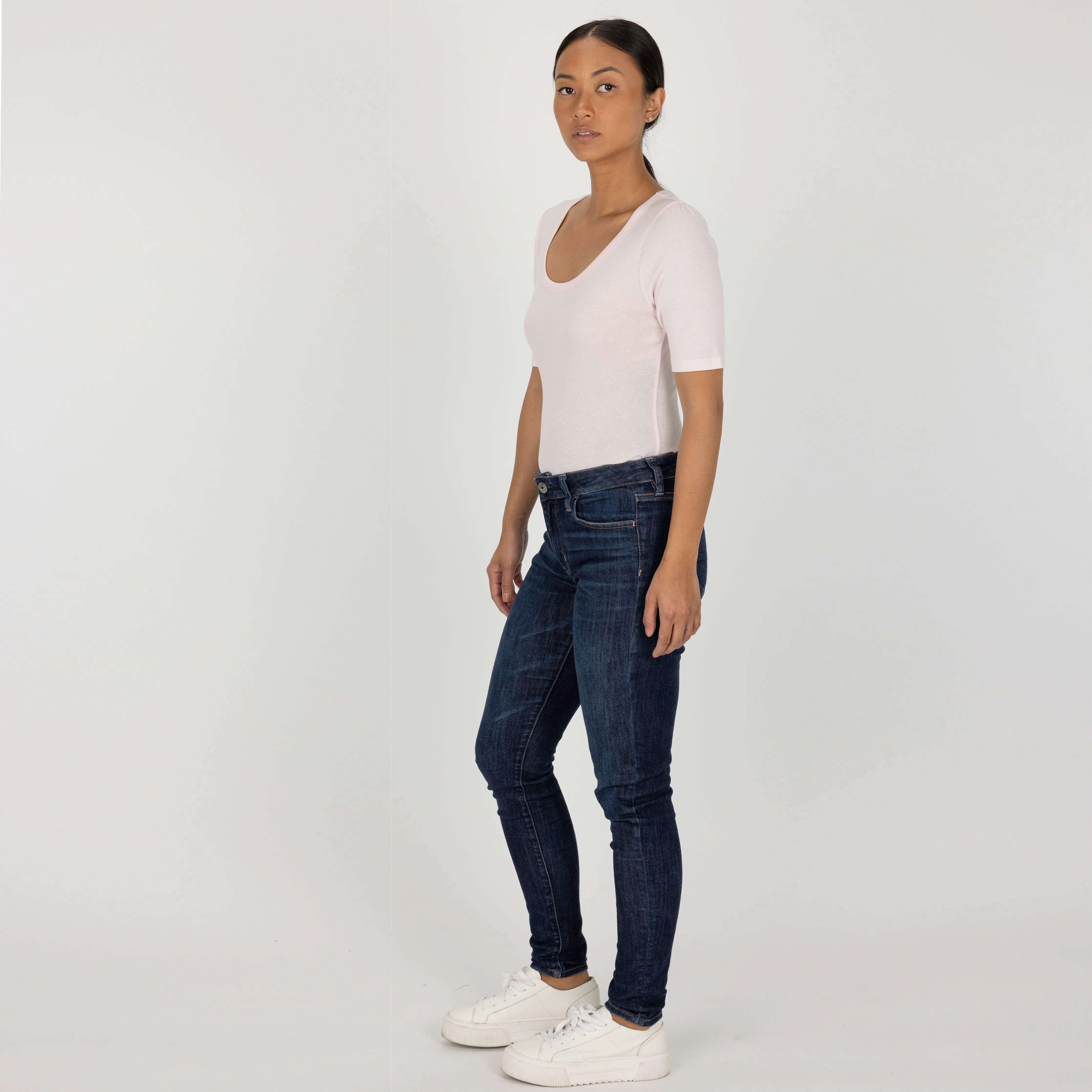 Womens Scoop Neck Elbow Length Tee - Pink Marshmallow