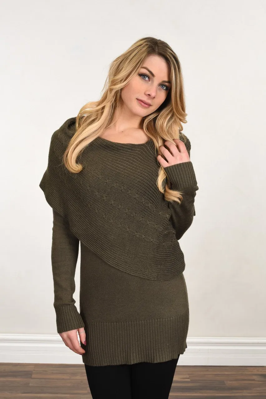 Wrapped Up in You Sweater ~ Olive