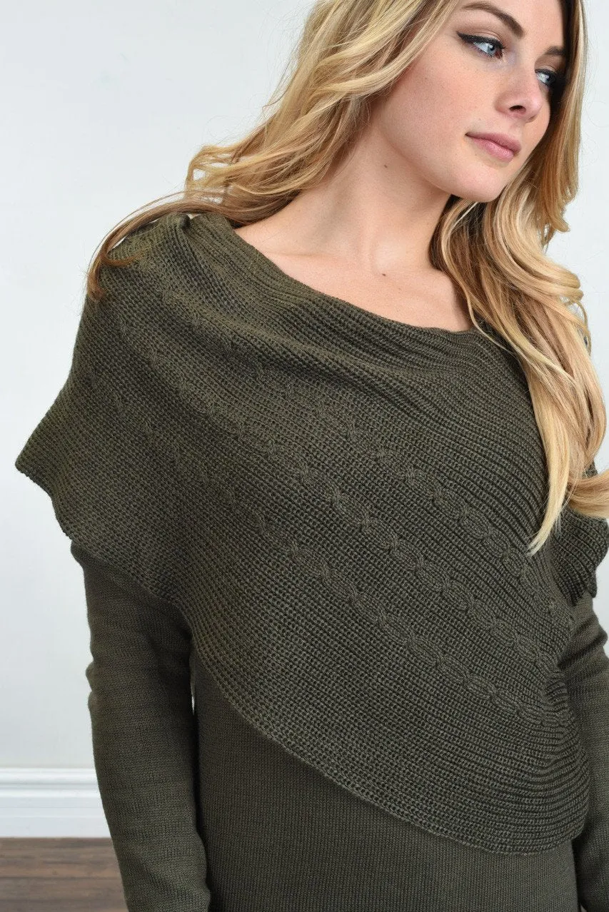 Wrapped Up in You Sweater ~ Olive
