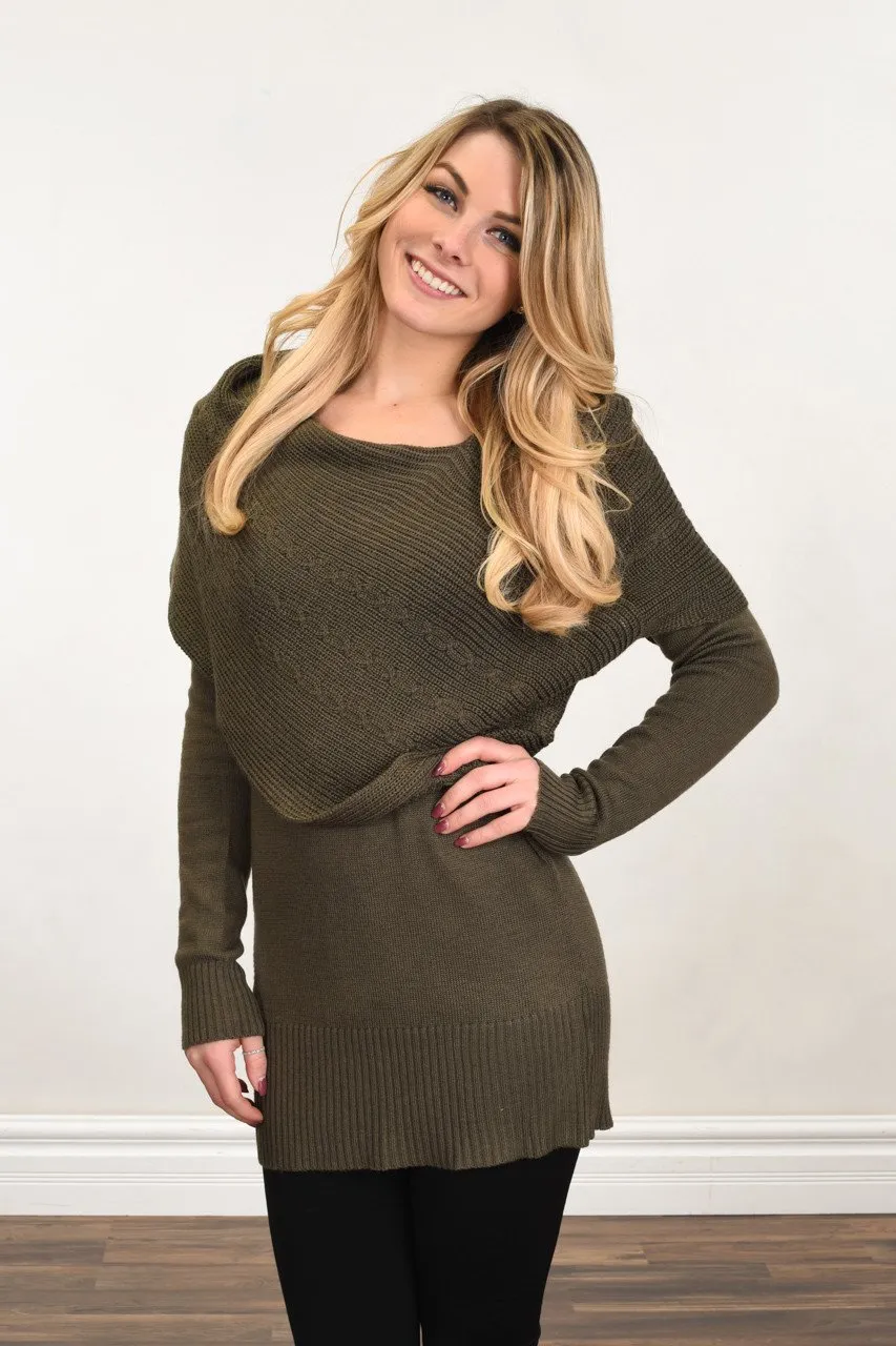 Wrapped Up in You Sweater ~ Olive