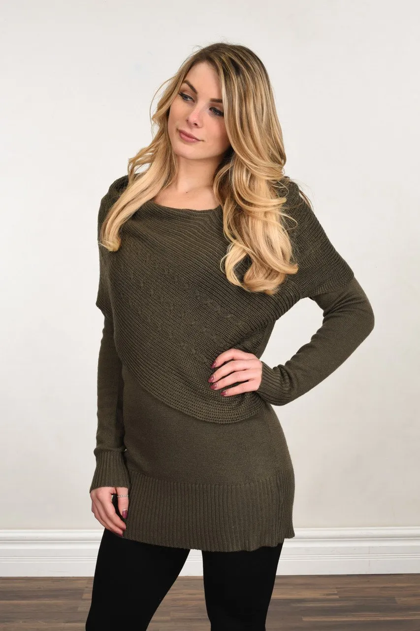 Wrapped Up in You Sweater ~ Olive