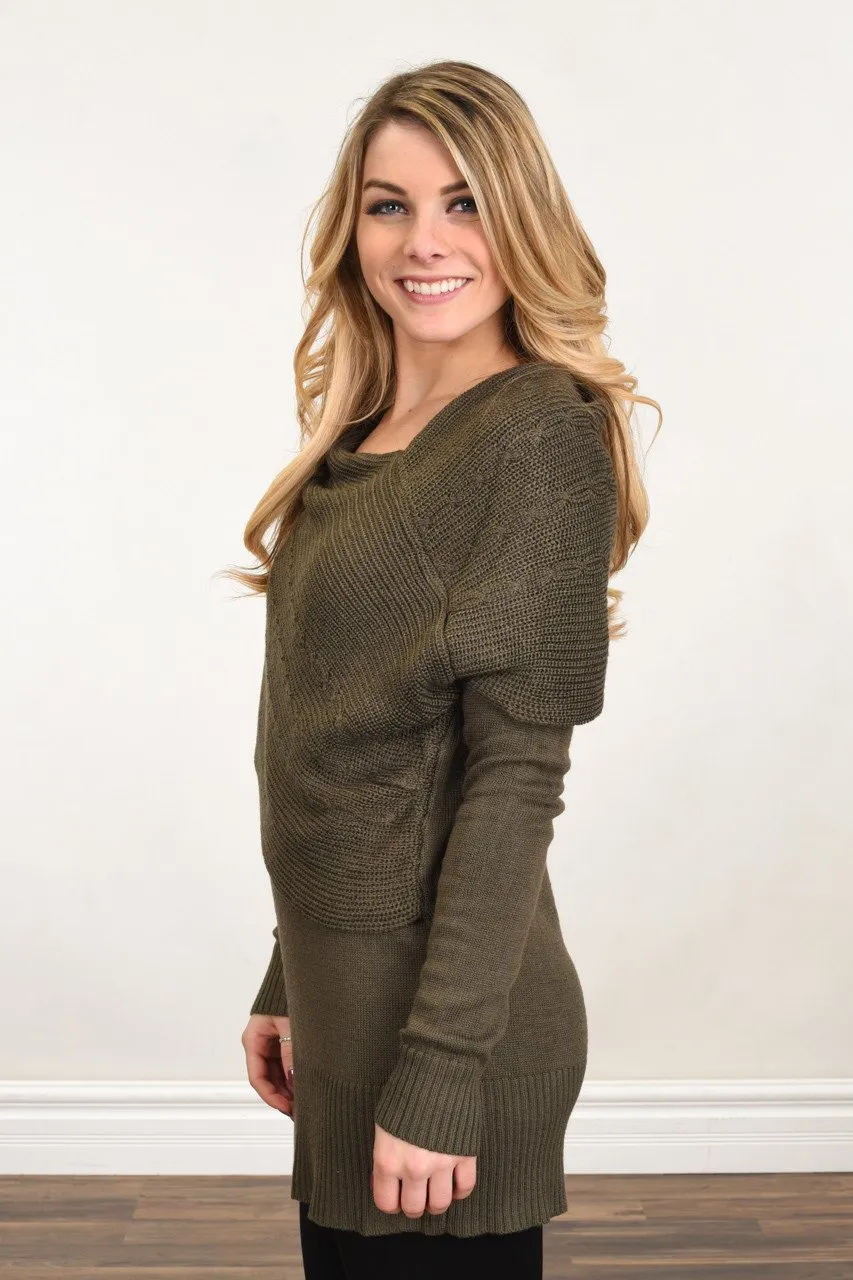 Wrapped Up in You Sweater ~ Olive